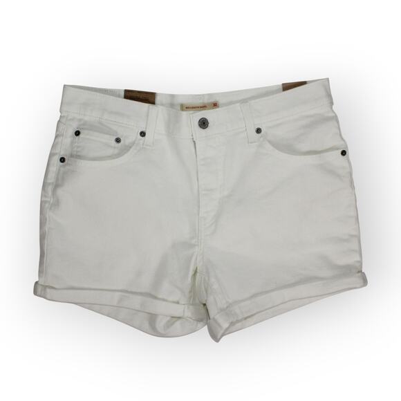 New 32/14 Levi's MidLength White Denim Short 4"Inseam Stretch - Picture 3 of 12